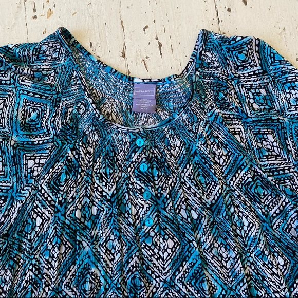 Laura Scott Geometric Print Smocked Blouse - Picture 8 of 14